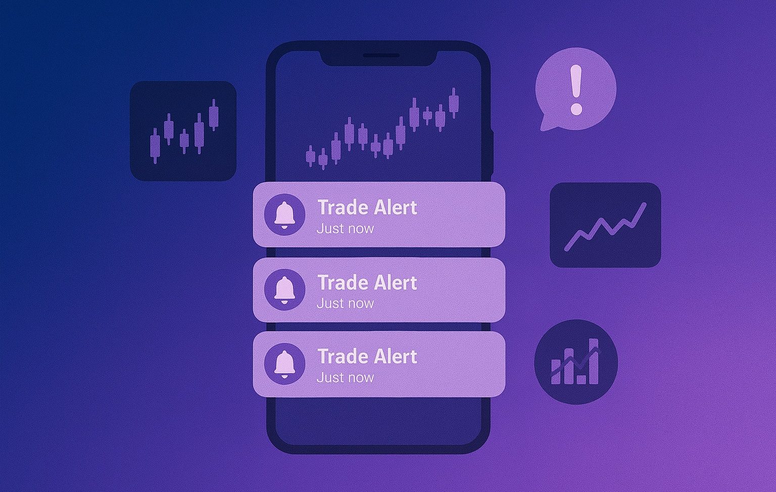 Real-time trade alerts and notifications on mobile trading platform interface