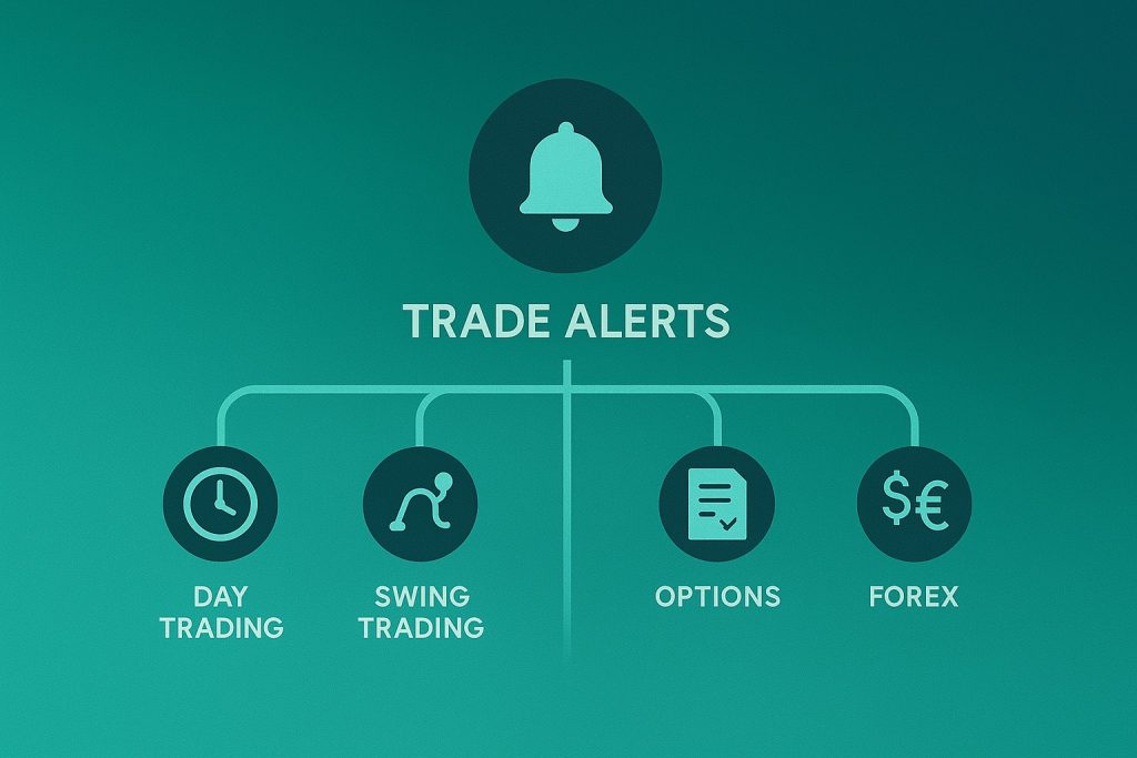 What are trade alerts? Different types of trading alerts including day trading, swing trading, and options alerts